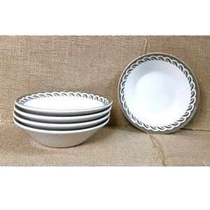 Vintage Syracuse China Small Fruit Bowls White Brown Trim Restaurant Ware